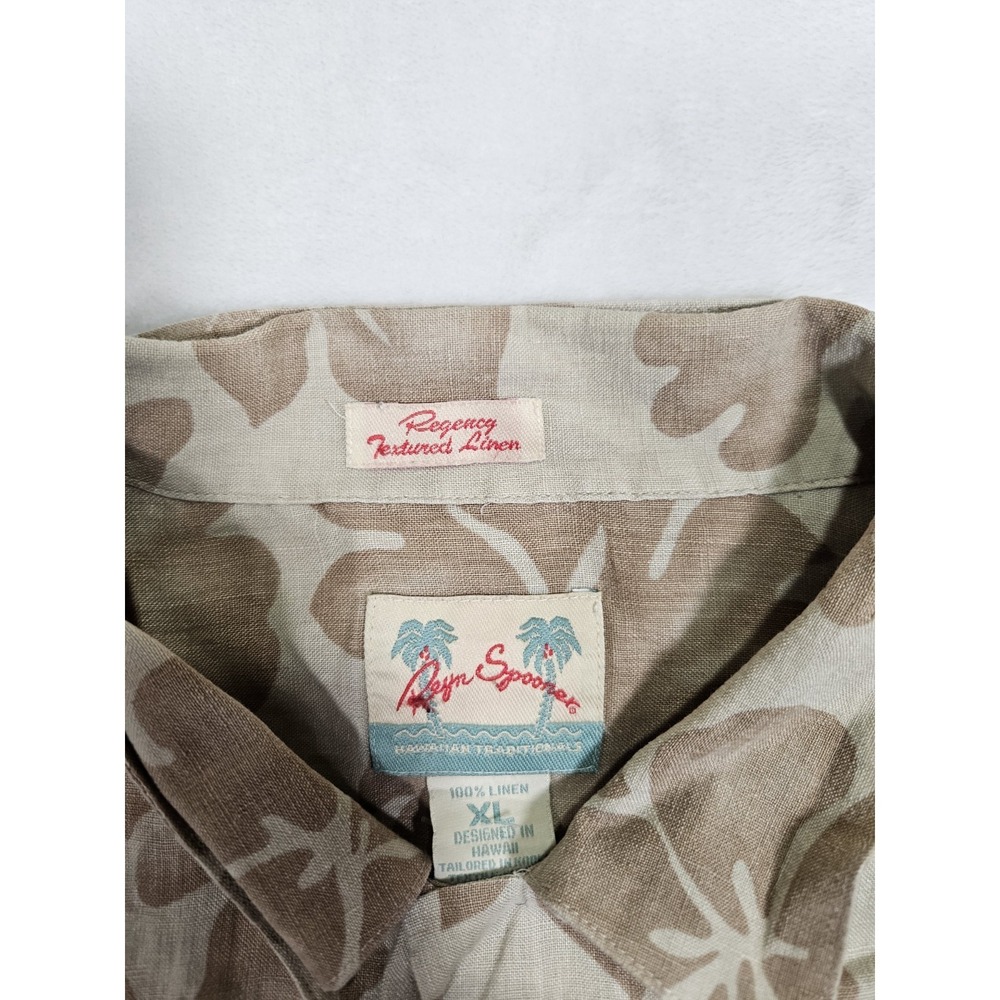 Reyn Spooner Mens Hawaiian Shirt Size XL Button Front 100%Linen FLAW - Picture 2 of 7